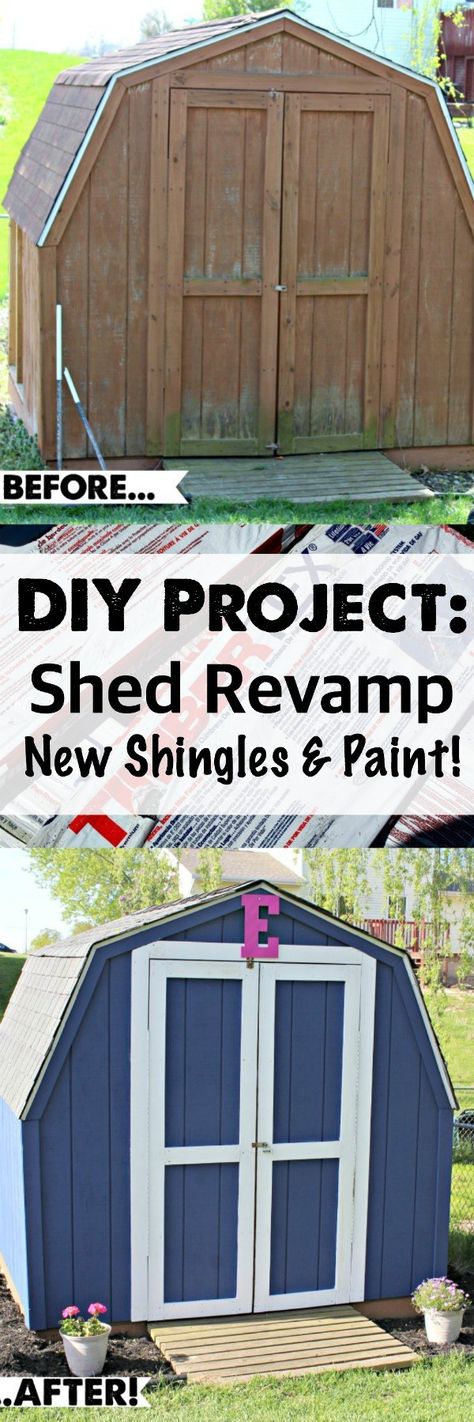 DIY Project: Shed Revamp! How to (EASILY) re-shingle and refresh your shed using GAF products from Lowes. via @DashOfEvans #RoofedItMyself (ad) Diy Shingles, Helpful Hacks, We Shed, She Sheds, Diy Remodel, Diy Home Decor On A Budget, Do It Yourself Projects, Living Tips, Landscape Projects