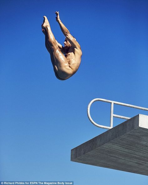 Moving forward: Gregg has lived with HIV for around 30 years, receiving the diagnosis shor... Greg Louganis, Nathan Adrian, Usa Soccer Team, Espn Magazine, Olympic Swimming, Olympic Swimmers, Male Ballet Dancers, Us Olympics, Thigh Muscles