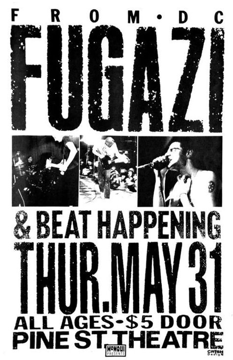 Fugazi Live Series: Portland, OR USA, 5/31/90 Fugazi Poster, Fugazi Band, Beat Happening, Post Punk Aesthetic, Rock Concert Poster, Punk Posters, Seattle Grunge, Punk Flyers, Minor Threat