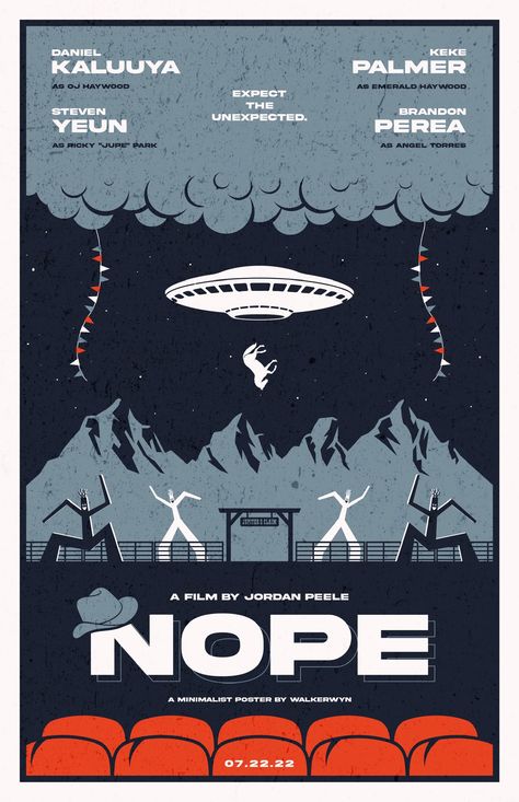 Nope Jordan Peele, Nope Movie Poster, Nope Poster, Nope Movie, Minimalist Poster Design, Movie Synopsis, Film Posters Art, Jordan Peele, Sci Fi Horror