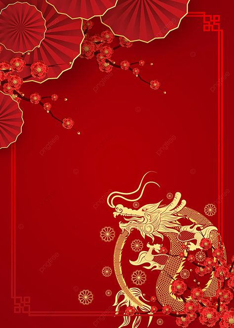 2024 Year Of The Dragon Spring Festival New Year Zodiac Dragon Fan Flowers Vector Background Lunar Festival, Festival Wallpaper, Iphone Wallpaper Texture, Chinese Theme, Chinese New Year Dragon, Chinese New Year Design, Chinese Festival, Chinese Decor, Text Frame