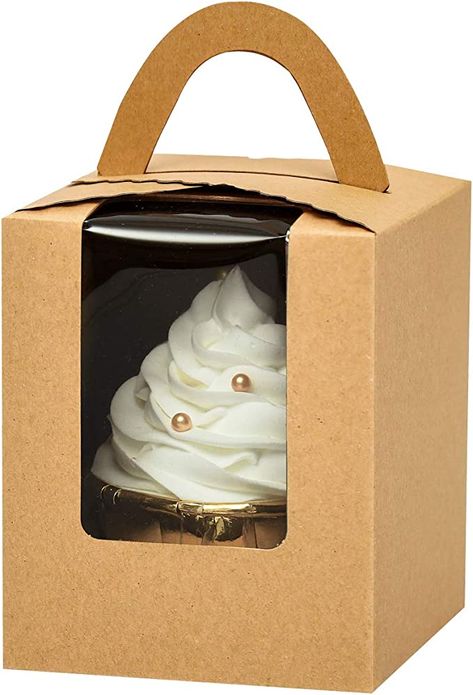 Amazon.com: Yotruth Pop-up Bulk Brown Cupcake Boxes Single 100 Sets with Window Insert and Handle (Classic Series): Home & Kitchen Individual Cupcake Boxes, Single Cupcake Boxes, Cupcake Container, Cupcake Pictures, Window Inserts, Christmas Tree Decorating Themes, Cupcake Holder, Cupcake Boxes, Brown Kraft Paper