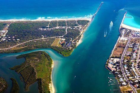 Fort Pierce Inlet Fort Pierce, Indian River, Santa Lucia, Florida Travel, Florida Beaches, Atlantic Ocean, Travel Fun, Airplane View, Fort