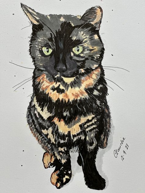 Tortoiseshell cat by SMF Cat Marker Art, Cat Drawing Marker, Tortoise Cat Drawing, Marker Cat Drawing, Tortoise Shell Cat Art, Tortoise Shell Cat Drawing, Tortoiseshell Cat Drawing, Tortoiseshell Cat Art, Tortie Cat Drawing