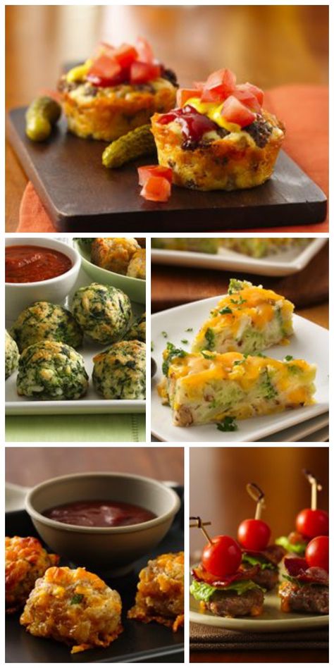 Bisquick Appetizer Collection Bisquick Appetizer Recipes, Mini Muffin Appetizers, Gluten Free Bisquick Recipes, Food Ideas Dinner, Ball Cheese, Impossible Pies, Recipes For Diabetics, Jiffy Mix, Spicy Appetizers