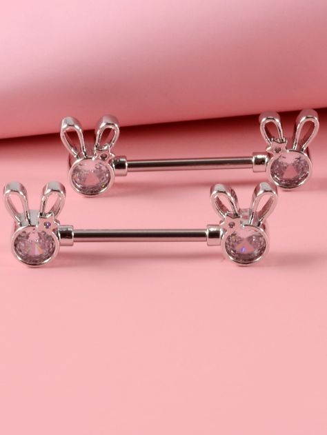 Prata Funky Collar  Aço Inoxidável  Piercing corporal Embellished   Jóias Nip Piercings Rings, Chest Piercing, Lip Piercing Jewelry, Embellished Fashion, Navel Jewelry, Rabbit Design, Cute Piercings, Body Jewelry Piercing, Girly Accessories