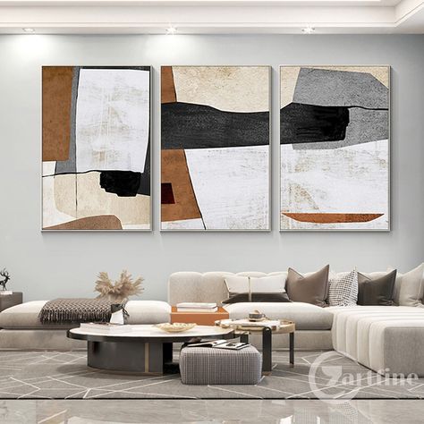 Paintings Simple, Nordic Painting, Neutral Gallery Wall, Ocean Waves Painting, Canvas Art Decor, Gallery Wall Art Set, Paintings Modern, Geometric Painting, Wave Painting