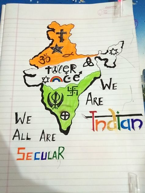 Posters on secular INDIA...😀😊 Secularism Poster Drawing, Secularism Drawing, Poster On Secularism, Secularism Poster, Poster On Peace, School Book Covers, India Painting, Paper Quilling Cards, Dress Neck