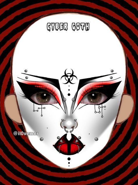 Goth Make Up Look, Goth Templates, Goth Makeup Drawing, Goth Makeup Face Chart, Goth Makeup Template, Cybergoth Makeup, Goth Makeup Inspo Drawing, Trad Goth Makeup Tutorial, Goth Makeup Tutorial