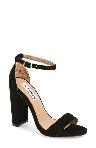 Steve Madden 'Carrson' Sandal (Women) Black High Heel Sandals, Chunky Heel Shoes, Ankle Strap Sandals Heels, Ankle Strap High Heels, Chunky Heels Sandals, Black Sandals Heels, Prom Shoes, Dress Shoes Womens, Mode Inspo