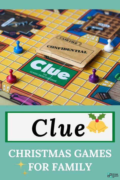 Clue - christmas games for family Group Mystery Games, Live Clue Game, Clue Dinner Party, Christmas Clue Game, Party Christmas Games, Christmas Games For Family Funny, Christmas Games Ideas, Dinner Party Christmas, Clue Game