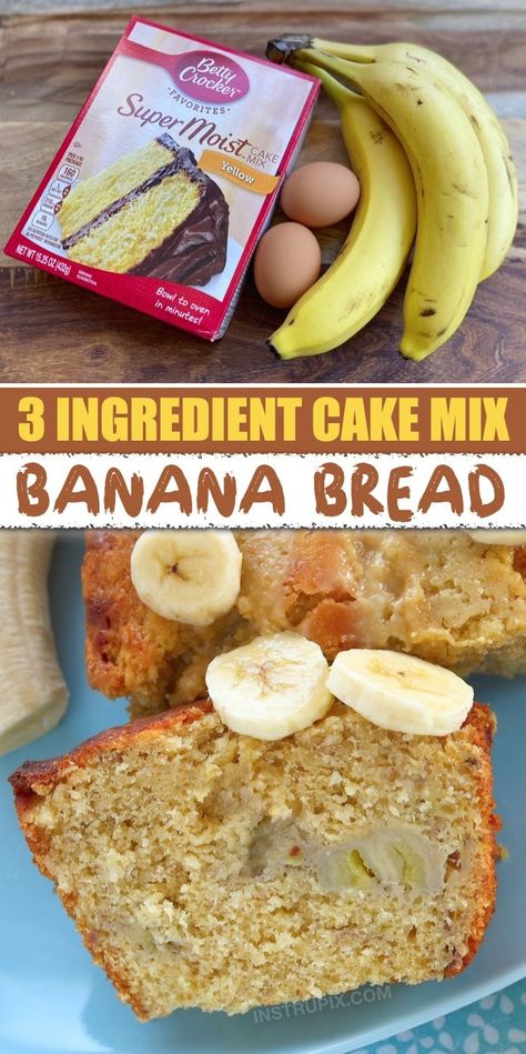 Quick And Easy Banana Bread Recipe, Cake Mix Banana Bread, Super Moist Banana Bread, Banana Bread Recipe Moist, Moist Banana Bread, Easy Banana Bread Recipe, 3 Ingredient Recipes, Nutrition Plan, Banana Nut Bread