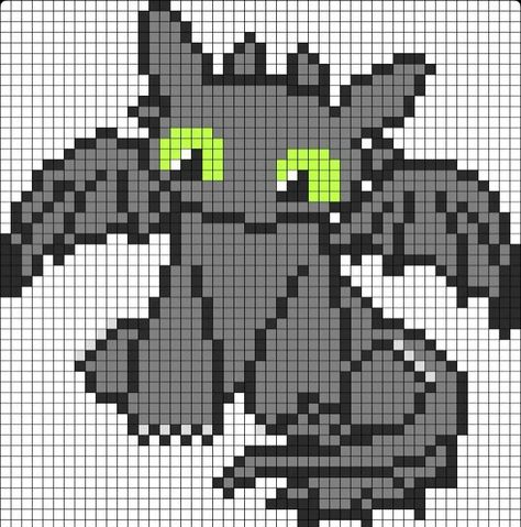 Toothless sprite grid Toothless Alpha Pattern, Toothless Pixel Art, Toothless Cross Stitch, Toothless Alpha, Pixel Art Dragon, Toothless Pattern, Minecraft Pattern, Image Pixel Art, Dragon Toothless