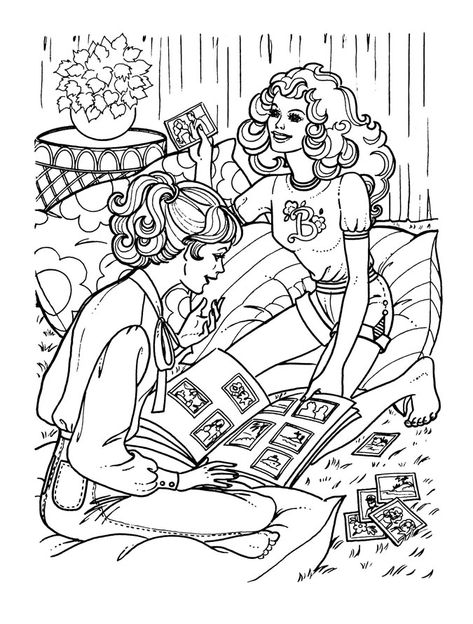 Barbie Coloring Pages | Coloring Books at Retro Reprints - The world's largest coloring book archive! Vintage Coloring Book Pages, Vintage Colouring Pages, Retro Barbie Coloring Pages, Vintage Barbie Coloring Pages, Barbie Colouring Pages, Barbie Coloring Pages Free Printable, 80s Coloring Pages, Retro Coloring Pages, Coloring Pages Barbie