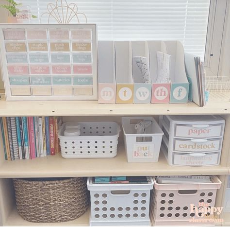 Classroom Fridge, Teacher Desk Areas, Classroom Decoration Ideas, Teacher Desk Organization, Teaching Classroom Decor, Classroom Organization Elementary, Kindergarten Classroom Decor, Teaching Organization, Classroom Makeover