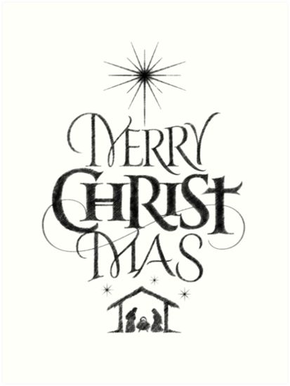 We say ‘Merry Christmas’ but often we forget the origin of the words. This original hand lettering uses its unique design to tell the story simply and elegantlyk. Show your CHRISTmas spirit. / This image is also available as white on black – just check our store. • Millions of unique designs by independent artists. Find your thing. Calligraphy Merry Christmas, Merry Christmas Religious, Christian Calligraphy, Nativity Art, Jesus Nativity, Merry Christmas Calligraphy, Christmas Verses, Christmas Religious, Christmas Calligraphy