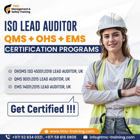 We're excited to announce that TMC Management and Safety Training is now offering ISO Lead Auditor courses for ISO 9001, ISO 14001, and ISO 45001 standards. 📚✨ Our training courses are designed to equip you with the knowledge and skills needed to excel in auditing and ensure compliance with international standards. Join us to advance your career and contribute to a safer, more efficient work environment! 🌍🔍 #ISOTraining #LeadAuditor #ISO9001 #ISO14001 #ISO45001 #CareerDevelopment #TMCTraini... Safety Training, Career Development, Work Environment, Training Courses, Dubai Uae, Dubai, Career, Train