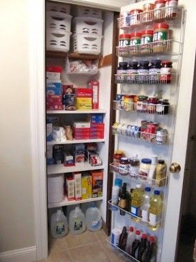 How to turn a coat closet into a pantry (for those of us with older houses - meaning no pantry space). I've been wanting to do this for a long time!!  (I just need to figure out where to put the coats at first... lol!) Closet Into A Pantry, Small Kitchen Decoration, Open Pantry, Coat Closet Organization, Organized Pantry, Broom Closet, Food Pantry Organizing, Pantry Makeover, Pantry Closet