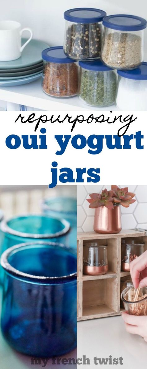 Country Craft Room, French Yogurt, Oui Jars, Oui Yogurt, Yogurt Jars, Diy Ideas For Home, I Spy Diy, Clean Pots, Recycled Projects