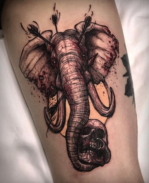 Revenge Elephant Skull Tattoo, Elephant Skull, Tattoo Style Drawings, Skull Tattoos, Tattoo Style, Skull Tattoo, Revenge, Tattoo Artists, Tatting