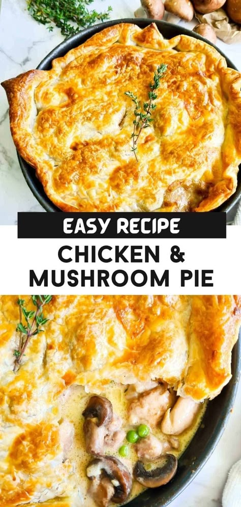 Using Puff Pastry, Chicken And Leek Pie, Chicken And Mushroom Pie, Chicken Pie Recipe, Balsamic Vinaigrette Recipe, Leek Pie, Baked Recipes, Chicken Mushroom Recipes, Mushroom Pie