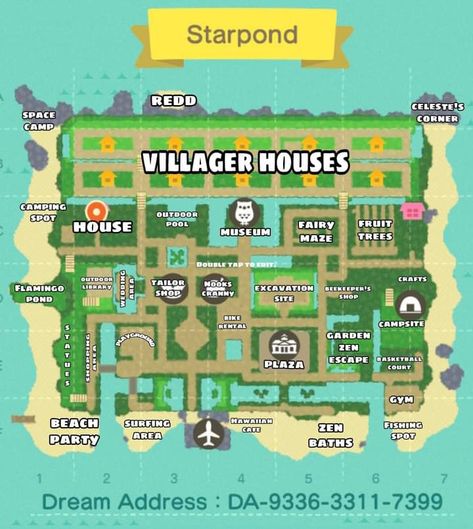 Animal Crossing Island Blueprint, Animal Crossing Town Layout Ideas, Animal Crossing Houses Layout Ideas, Animal Crossing Building Dimensions, Ac Island Layout Ideas, Animal Crossing Starter Island Layout, Acnh Island House Layout, Acnh Island Design Layout, Beginning Animal Crossing Ideas