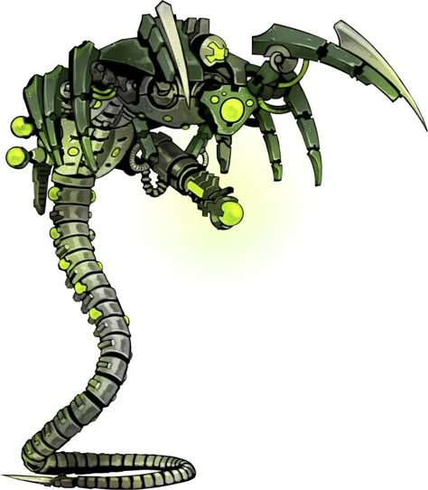 Robot Creature Concept Art, Robot Insect Concept Art, Robot Spider Concept Art, Mech Monster, Dragon Mech, Mechanical Monster, Green Robot, Alien Robot, Warhammer 40k Necrons