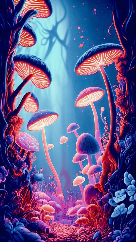 Phsycadellic Art Trippy, Mushroom Wallpaper Aesthetic, Alice In Wonderland Mushroom, Magical Portal, Alien Technology, Red Sage, Fungi Art, Mushroom Wallpaper, Mushroom Pictures