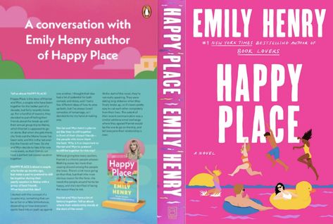 Full Book Cover Book Lovers Mini Book Cover, Happy Place Emily Henry Book Cover, Beach Read Book Cover, Full Book Cover Printable, Mini Book Printable, Book Jar, Happy Place Emily Henry, Henry Emily, Tiny Library