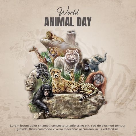 Animal Day Poster, Introduction Design, Animal Day, Poster Animal, Pet Day, Psd Icon, Art Generator, Animals Of The World, Post Design