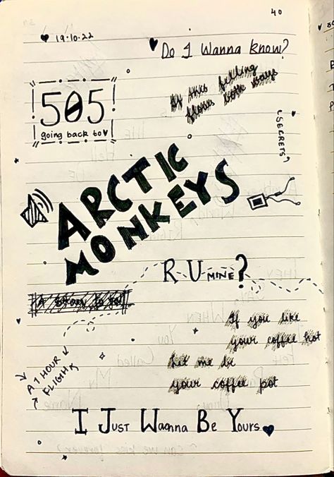 Clear Phone Case Ideas Arctic Monkeys, Arctic Monkeys Journal Page, Music Lyrics Journal Ideas, Arctic Monkeys Graduation Cap, Arctic Monkeys Bio Ideas, Arctic Monkeys Members Names, 505 Arctic Monkeys Aesthetic, Arctic Monkeys Drawing Ideas, Artic Monkeys Girl