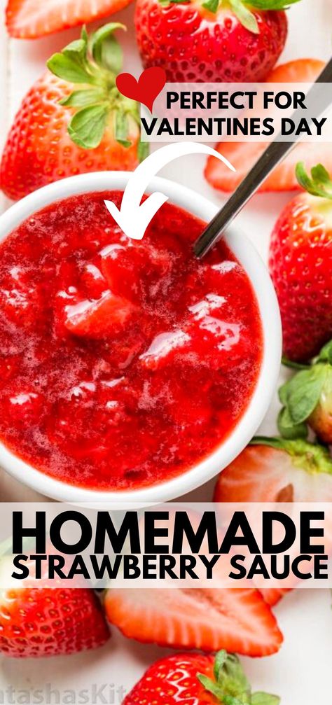 Strawberry Sauce Recipe, Valentines Recipes Desserts, Homemade Strawberry Sauce, Cake Light, Recipe Strawberry, Dessert Sauce, Low Carb Cheesecake, Strawberry Topping, Cake Vegan