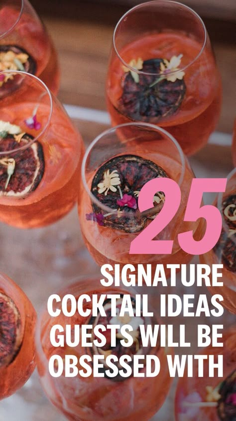 Dinner Party Drinks Cocktails, Wedding Shower Drinks, Summer Wedding Drinks, Signature Cocktail Ideas, Wedding Drink Ideas, Wedding Cocktail Ideas, Fall Wedding Cocktails, Wedding Signature Cocktails, Fall Wedding Drinks