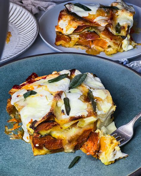 Winter Squash Lasagna with Smoked Scamorza, Mozzarella and Buttered Sage — FEED THE SWIMMERS Scamorza Recipes, Pasta Rack, Bechamel Recipe, Fresh Pasta Recipes, The Swimmers, Squash Lasagna, Make Your Own Pasta, Lasagna Pan, Sauteed Kale