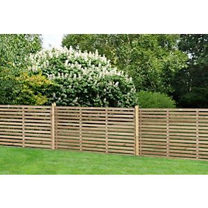 The 3ft Slatted Panel from Forest is a stylish slatted contemporary screen. It will give a modern feel to boundary fencing and will transform any garden. The screen features slats mounted on the front with gaps between to allow light and breeze to pass through. With this arrangement the panel offers some but not full privacy. This makes the panel equally suitable for low level boundary fencing or for use as a screen or partition. The timber is pressure treated to protect against rot. The panel c Slatted Fence, Slatted Fence Panels, Decorative Fence Panels, Low Fence, Garden Fence Panels, Timber Fencing, Garden Screening, Fence Panel, Forest Garden