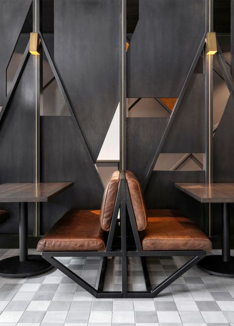 Restaurant Booth Design, Restaurant Chairs Design, Restaurant Seating Design, Industrial Bench, Modern Restaurant Design, Bench Dining, Restaurant Booth, Bar Design Awards, Restaurant Seating