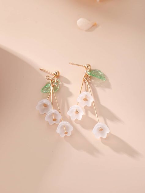 Crea Fimo, Anting Manik, Lucite Flower Earrings, Bridal Earrings Studs, Cheap Earrings, Hanging Earrings, Dangly Earrings, Floral Earrings, Online Earrings