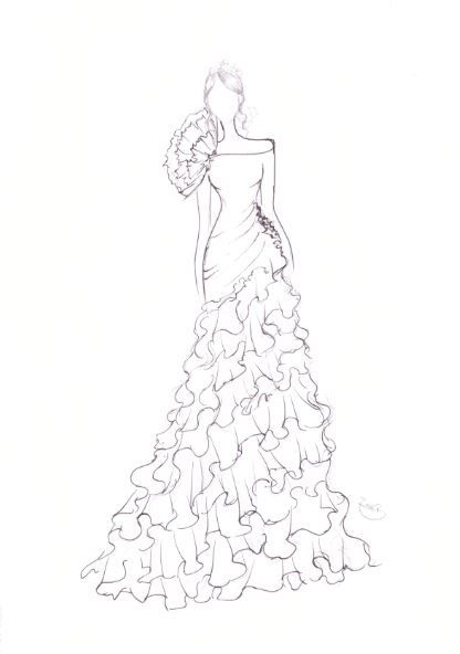 Maxi Dress Drawing, Model Drawings Sketches, Drawing Of Dresses Sketches, Butterfly Fashion Illustration, Fashion Silhouette Illustration, Croquis Drawing, Silhouette Mode, Croquis Fashion, Fashion Design Classes