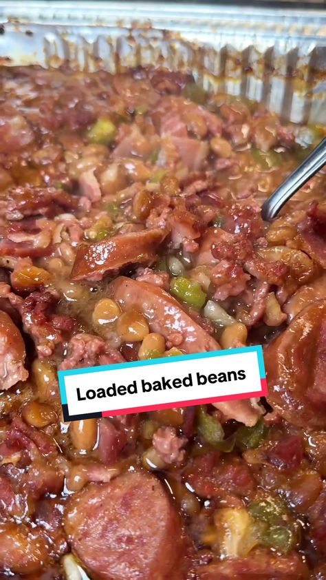 Loaded Baked Beans, Barbecue Baked Beans, Sausage Sandwich Recipes, Italian Sliders, Andouille Sausage Recipes, Cooking Soul Food, Best Baked Beans, Bbq Baked Beans, Baked Bean Recipes