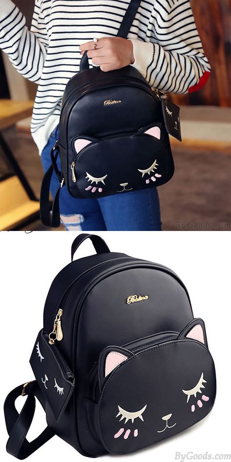 Fashion PU Cute Cat Printing Leisure Kitty Cartoon Kitten School Backpacks for big sale! #kitten #cat #pu #backpack #bag #kitty #cartoon Monkey Bag, Mochila Nike, Lace Backpack, Cartoon Kitten, Cute Mini Backpacks, Retro Backpack, Kitty Cartoon, Girly Bags, Stylish Backpacks