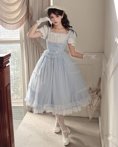 💘Embrace the elegance and make a statement with these elegant Lolita dress. 🛍️Which one is your favourite? 👉Search 'WITHP-424' on devilinspired.com Alice In Wonderland Themed Dress, Egl Fashion Classic, Dream Daughter, Poofy Dresses, Country Lolita, Crepe Suzette, Japanese Lolita Fashion, Poofy Dress, Frilly Dress