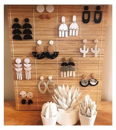 Diy Jewelry Display, Polymer Earrings, Polymer Clay Jewelry Diy, Polymer Jewelry, Crystal Dangle Earrings, Clay Jewelry Diy, Tucson Arizona, Earring Display, Jewelry Stand