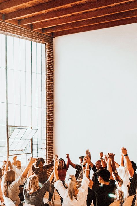 Group Of People Aesthetic, 3 Hands Holding, Group Holding Hands, Youth Group Aesthetic, Christian Church Aesthetic, People Worshipping, Worship Photography, Hands Up In The Air, Church Photos