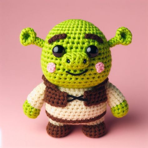 Shrek Crochet Pattern, Shrek Amigurumi, Shrek Crochet, Crochet Shrek, Amigurumi Pattern Free, Striped Crochet Blanket, Popular Pokemon, Whimsical Animals, Teddy Bear Toys