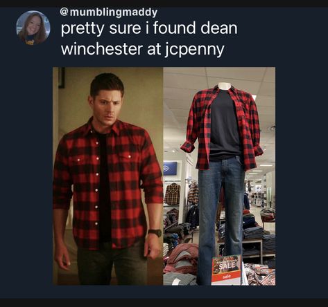 Dean Winchester Flannel, Serving Cvnt, Supernatural Season 4, Supernatural Jokes, Supernatural Lucifer, Red Plaid Jacket, Winchester Supernatural, Geek Crafts, Supernatural Memes