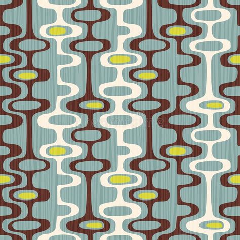 Seamless abstract mid-century modern pattern of organic oval shapes and stripes. stock illustration Modern Fabric Patterns, Mid Century Modern Wallpaper, Design Wrapping Paper, Mid Century Modern Fabric, Mid Century Illustration, Striped Art, Modern Textiles, Mid Century Modern Patterns, Retro Mid Century Modern