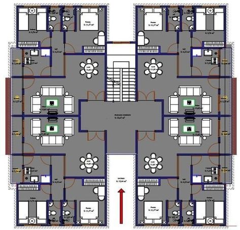 Bungalow House Floor Plans, Hotel Room Design Plan, Residential Building Plan, Building Design Plan, Duplex Floor Plans, Hotel Floor Plan, Bungalow Floor Plans, Project House, Courtyard House Plans