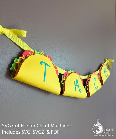 3D Paper Taco Banner Bunting SVG File Cut File for Cricut - Etsy Australia Taco Crafts, Bunting Design, Mexican Party Decorations, Taco Party, Banners Buntings, Paper Banners, Birthday Party Decor, Fiesta Party, 3d Paper