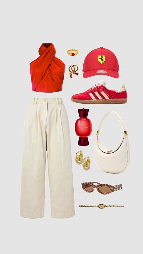 Formula 1 fit #ferrari #f1 #formula1 #miami Race Outfit, Race Day Outfits, Future Clothes, Ferrari F1, Fire Fits, Outfit Women, Wearing Clothes, Race Day, Modest Outfits