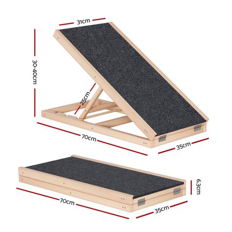 As your pets grow older, they may need help around the home to do the things they love. If you love cuddling up to your dog after a long day, you'll love the i.Pet Dog Ramp and Step. The ramp is made from solid fir wood with an anti-slip carpet mat that is easy on aching legs. With two adjustable heights, your furry friend will be able to jump on the couch, the bed or into the car with ease. The sturdy triangle-shaped structure, wide platform and smooth edges make this ramp totally safe for pets Pet Steps For Bed, Stairs For Bed, Dog Steps For Bed, Foldable Stairs, Dog Ramp For Bed, My Pet Dog, Bed Stairs, Aching Legs, Car Roof Racks